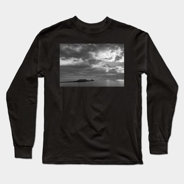 Worms Head, Rhossili Long Sleeve T-Shirt by dasantillo